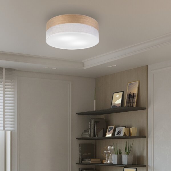 Plafoniera SIRJA WOOD 2xE27/15W/230V diametro 45 cm bianco/quercia