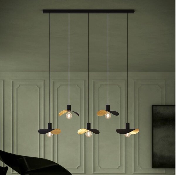 Eglo 390396 - Lampadario a sospensione con filo SACEDA 5xE27/40W/230V nero/oro