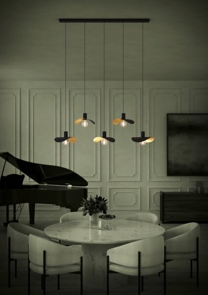 Eglo 390396 - Lampadario a sospensione con filo SACEDA 5xE27/40W/230V nero/oro