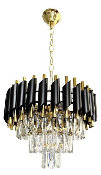 Lampadario a sospensione con catena CRISTAL 5xE14/40W/230V oro/nero