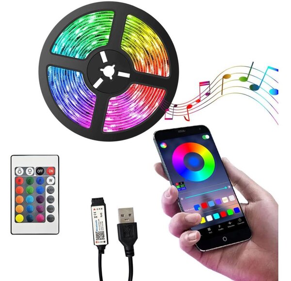 LED RGB Striscia dimmerabile LED/6W/5V USB 2 m + telecomando