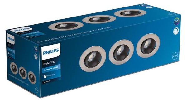 Philips - SET 3x LED Lampada da bagno dimmerabile ABROS LED/9W/230V IP44