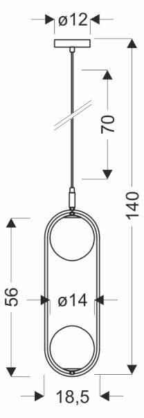 Lampadario a sospensione con filo CORDEL 2xG9/28W/230V nero/fumé nero