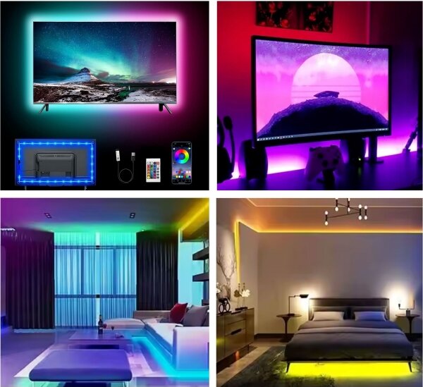 LED RGB Striscia dimmerabile LED/6W/5V USB 2 m + telecomando