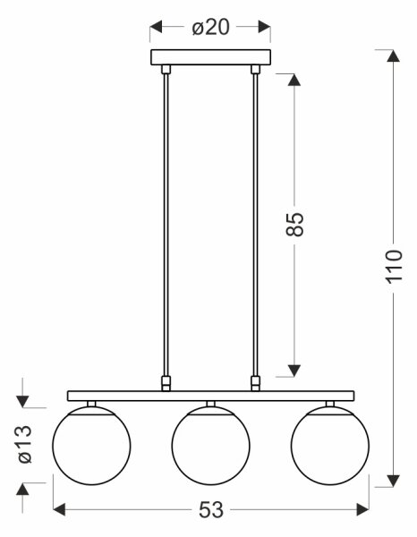 Lampadario a sospensione con filo CARRINE 3xE14/40W/230V marrone
