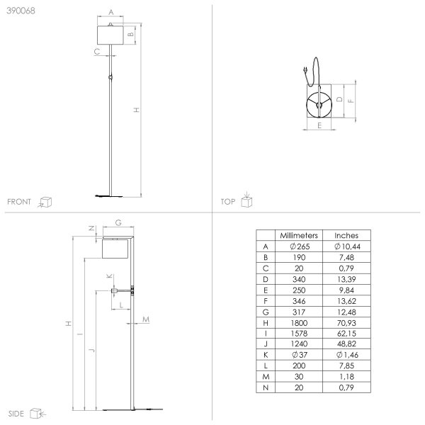 Eglo 390068 - Lampada LED da terra FOLIGNO 1xE27/40W/230V + LED/3,8W