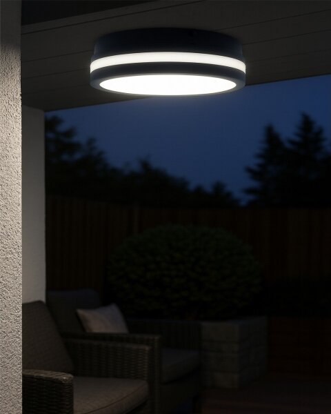 Plafoniera LED da bagno con sensore ELLÉ LED/24W/230V diametro 26 cm IP54 antracite