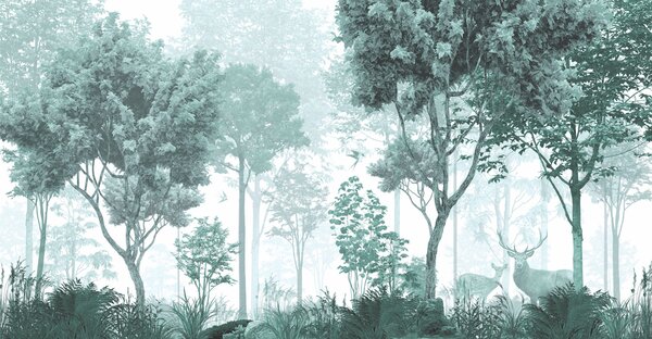 Carta da parati Una foresta con alberi e piante, Carta da parati Foresta, Carta da parati popolare, u72134v3 - Tapeko.it