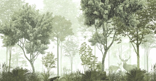Carta da parati Una foresta con alberi e piante, Carta da parati Foresta, Carta da parati popolare, u72134v2 - Tapeko.it