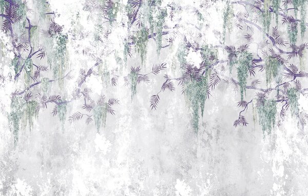 Carta da parati Un ramo d'albero con fiori viola, Carta da parati design, Carta da parati popolare, u73816v1 - Tapeko.it
