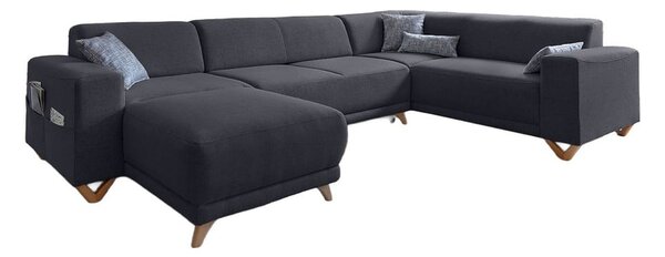 Divano angolare color antracite allungabile e con contenitore (penisola a destra/a U) Classy Sophie – Miuform