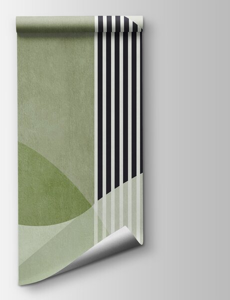 Carta da parati Un disegno geometrico verde e nero, Carta da parati lastrazione, Carta da parati popolare, u74075v3 - Tapeko.it