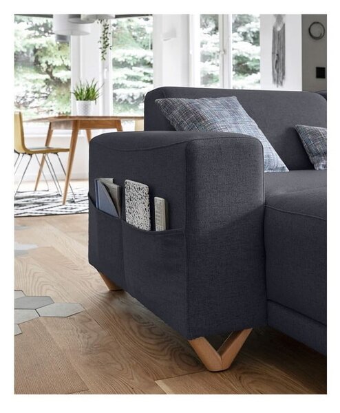 Divano angolare color antracite allungabile e con contenitore (penisola a destra/a U) Classy Sophie – Miuform