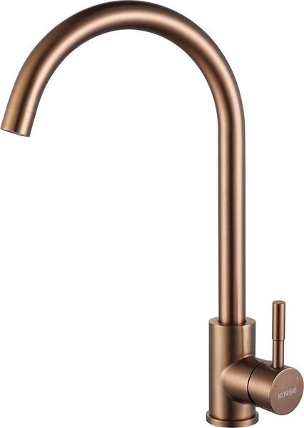Elegante miscelatore da cucina in oro rosa con bocca girevole a 360° e alta pressione