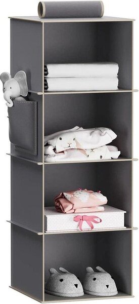 Allecto Premium - Organizzatore di vestiti Hangrek per armadio grigio con aste in bambù