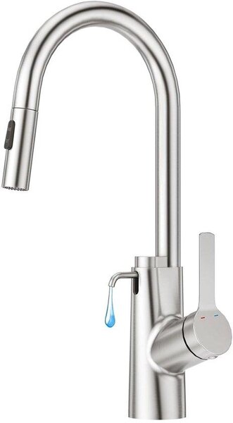 Rubinetto da cucina con doccetta estraibile - acciaio inox spazzolato - ruotabile a 360°