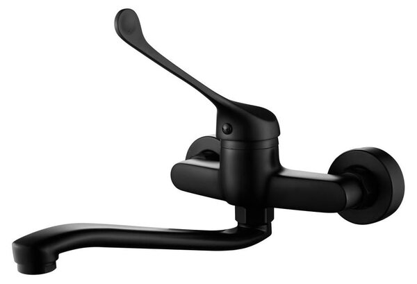 Aquanello Medic Rubinetto da cucina a parete con leva lunga, nero BL-1005-MD