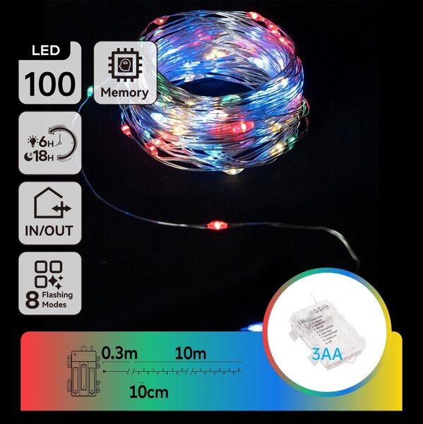 Aigostar - Catena luminosa LED da esterno 100xLED/8 funzioni 10,3m IP44 multicolore