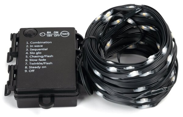 Aigostar - Catena luminosa LED da esterno 50 LED/8 funzioni, 3x batterie AA, 5,3 m, IP44, bianco caldo