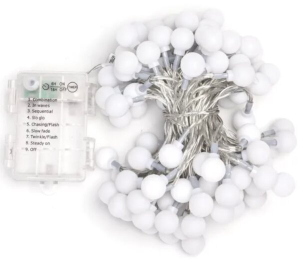 Aigostar - Catena luminosa LED per esterni 100xLED/3xAA/8 funzioni 10,3 m IP44 bianco freddo