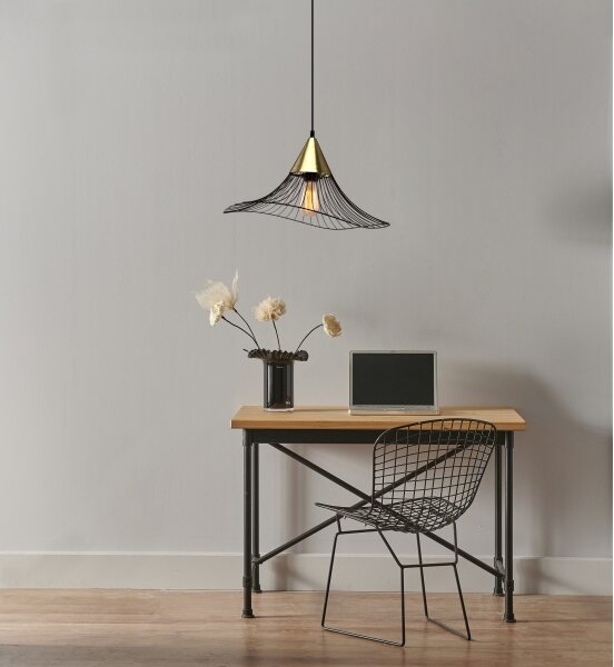 Lampadario a sospensione con filo ALURA 1xE27/60W/230V diametro 50 cm nero