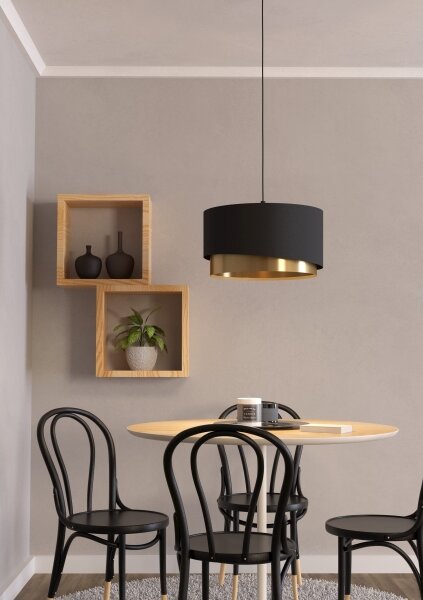 Eglo 39925 - Lampadario a sospensione con filo MANDERLINE 1xE27/40W/230V nero/oro