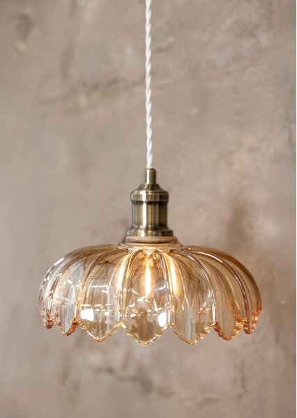 Markslöjd 108858 - Lampadario a sospensione con filo KURAGE 1xE27/40W/230V ottone/fumé beige