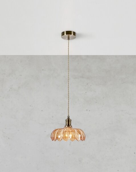 Markslöjd 108858 - Lampadario a sospensione con filo KURAGE 1xE27/40W/230V ottone/fumé beige