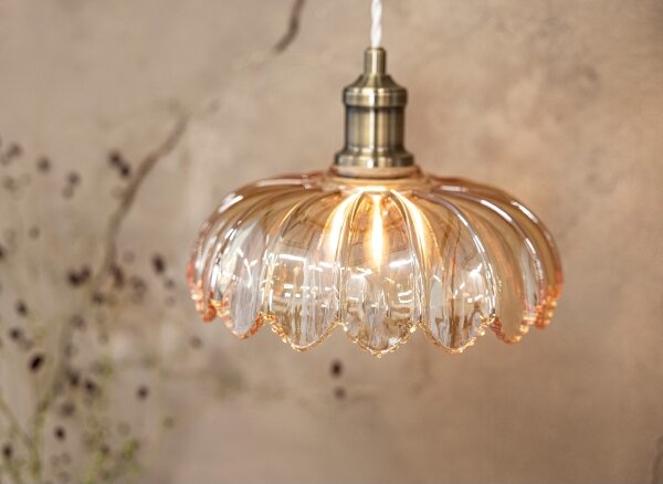 Markslöjd 108858 - Lampadario a sospensione con filo KURAGE 1xE27/40W/230V ottone/fumé beige