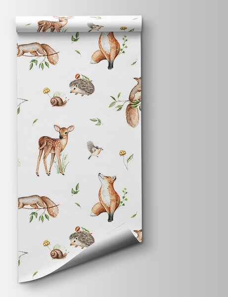 Carta da parati Un modello di animali e piante, Carta da parati per Bambini, Carta da parati popolare, u96258 - Tapeko.it