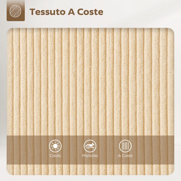 HOMCOM Set 2 Sgabelli Bar Girevoli con Schienale e Braccioli, Rivestimento in Velluto a Coste e Poggiapiedi, Beige | Aosom Italy