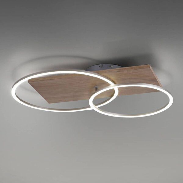 Lampada da soffitto rotonda in legno con LED a 3 luci con telecomando -  Ajdin