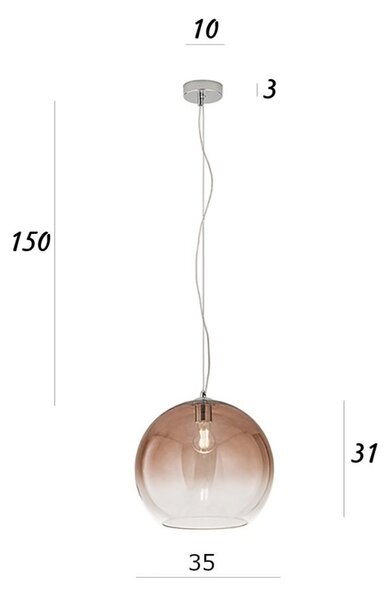 Lampadario vetro soffiato perenz planet 8524 e 35 e27 led marrone - Perenz