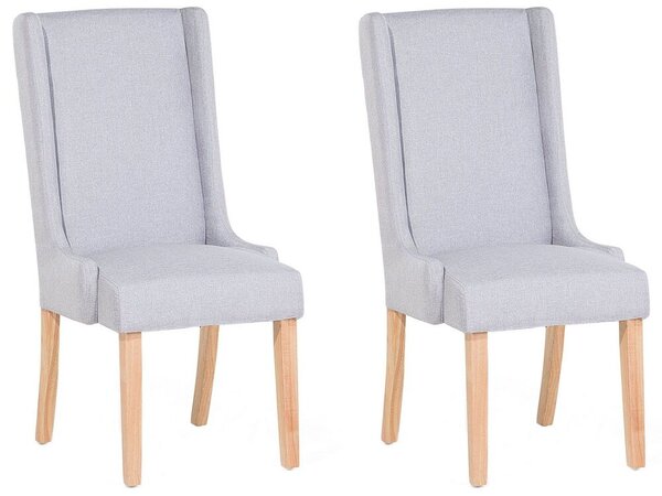 Set di 2 sedie da pranzo imbottite in tessuto grigio chiaro con gambe in legno con schienale alto Parsons moderne Beliani