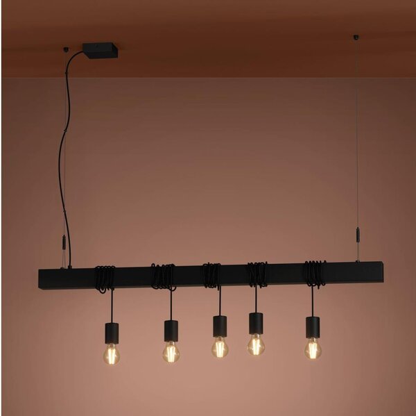 Eglo 39937 - Lampadario a sospensione con filo TOWNSHEND-B 5xE27/40W/230V nero