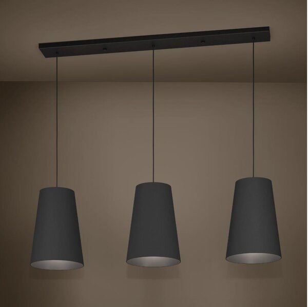 Eglo 390133 - Lampadario a sospensione con filo PETROSA 3xE27/40W/230V nero