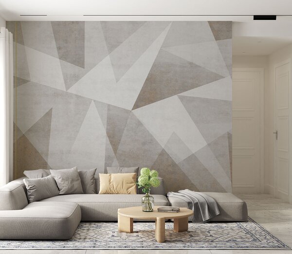 Carta da parati Uno sfondo grigio e bianco con triangoli, Carta da parati Geometriche, Carta da parati popolare, u97345 - Tapeko.it