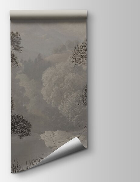 Carta da parati Un paesaggio con alberi e montagne, Carta da parati Giungla, Carta da parati popolare, u97396 - Tapeko.it