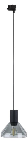 Lampadario a sospensione con filo per sistema a binario trifase NEO 1xE27/15W/230V nero/fumé nero