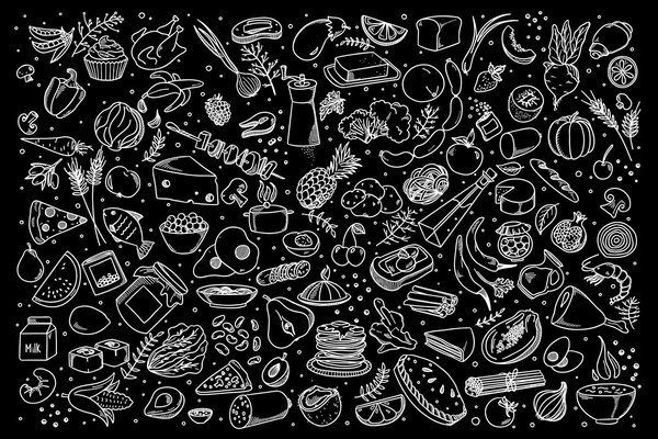 Carta da parati Un disegno in bianco e nero di cibo, Carta da parati Cibo e bevande, Carta da parati popolare, u97432 - Tapeko.it