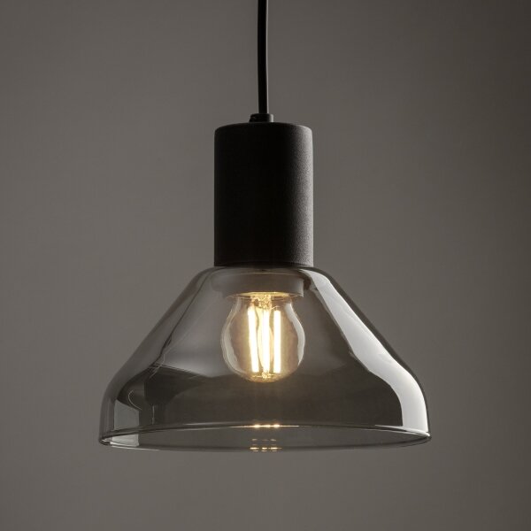 Lampadario a sospensione con filo per sistema a binario trifase NEO 1xE27/15W/230V nero/fumé nero