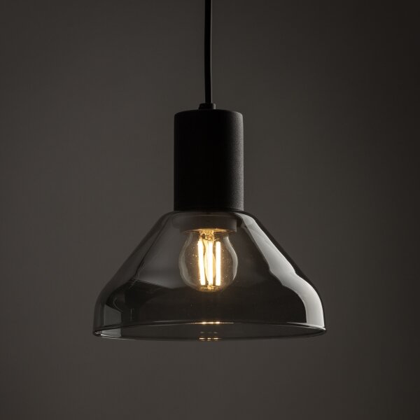 Lampadario a sospensione con filo per sistema a binario trifase NEO 1xE27/15W/230V nero/fumé nero
