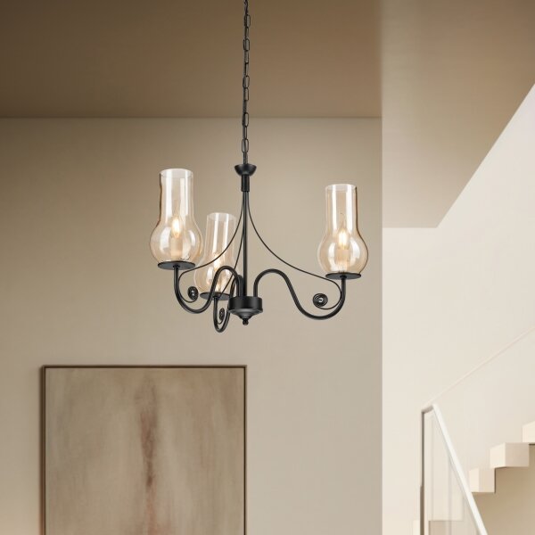 Brilagi - LED Lampadario a sospensione con catena COTTAGE 3xE14/40W/230V nero/marrone