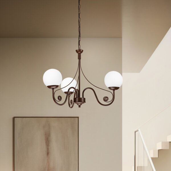 Brilagi - LED Lampadario a sospensione con catena COTTAGE 3xG9/40W/230V marrone/bianco