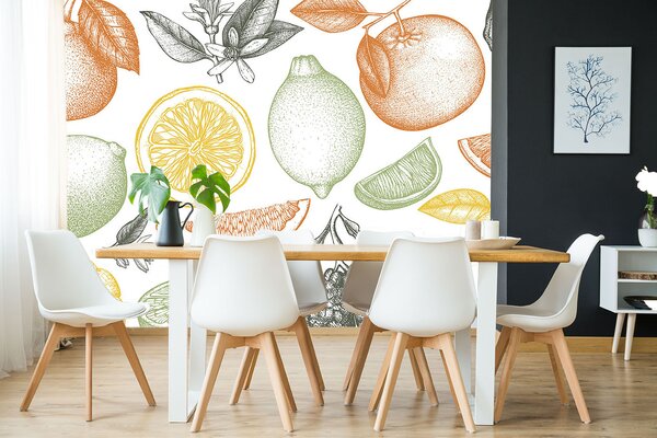 Carta da parati Frutti grandi su sfondo chiaro, Carta da parati Cibo e bevande, u97447 : Uwalls.it