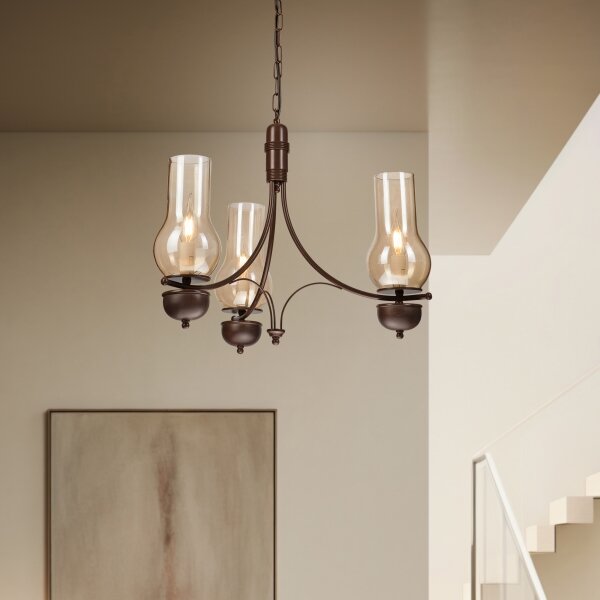 Brilagi - LED Lampadario a sospensione con catena COTTAGE 3xE14/40W/230V marrone