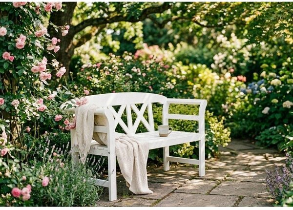 Panchina da giardino in legno bianco Vancouver - Garden Pleasure