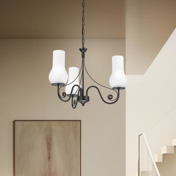 Brilagi - LED Lampadario a sospensione con catena COTTAGE 3xE14/40W/230V nero/bianco