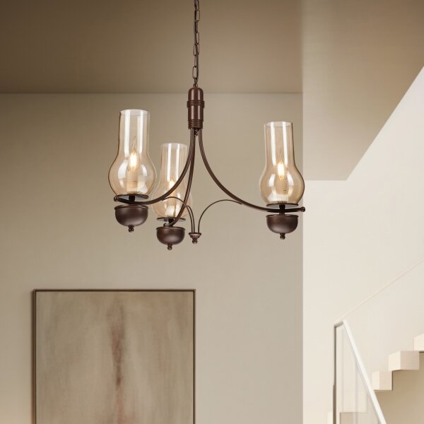 Brilagi - Lampadario LED a catena COTTAGE 3xE14/40W/230V faggio/marrone/beige fumé