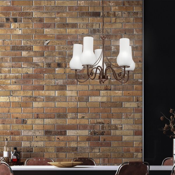 Brilagi - LED Lampadario a sospensione con catena COTTAGE 5xE14/40W/230V marrone/bianco